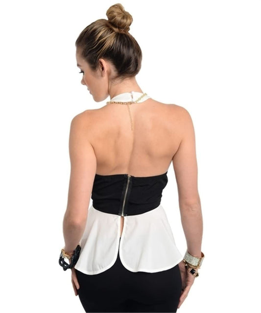 BLOUSE IN TWO COLORS BLACK AND WHITE WITH DESCOTE IN THE FRONT OF THE BACK ELEGANT AND COMFORTABLE