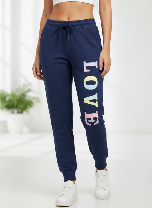Trousers with a love design on the sides