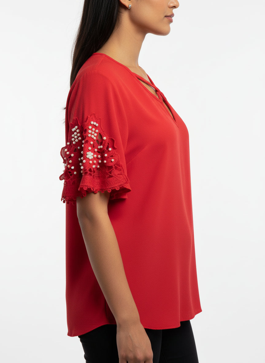 plus size red blouse