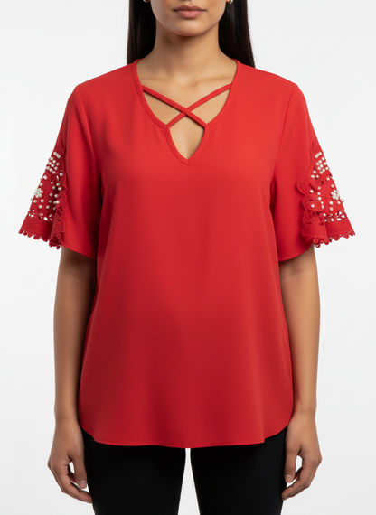 plus size red blouse