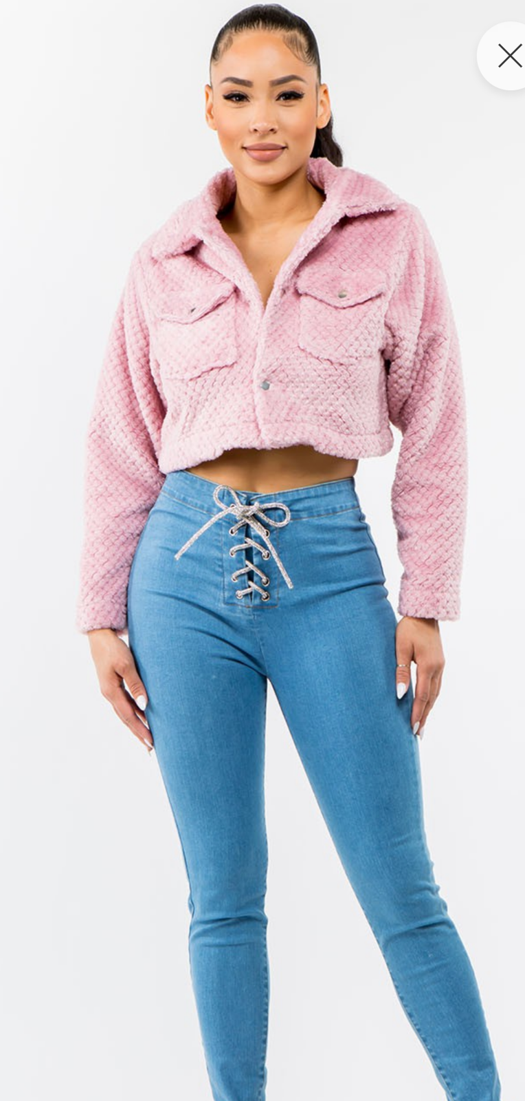 JACKET TEDDY BEAR STYLE CROPPED JACKET