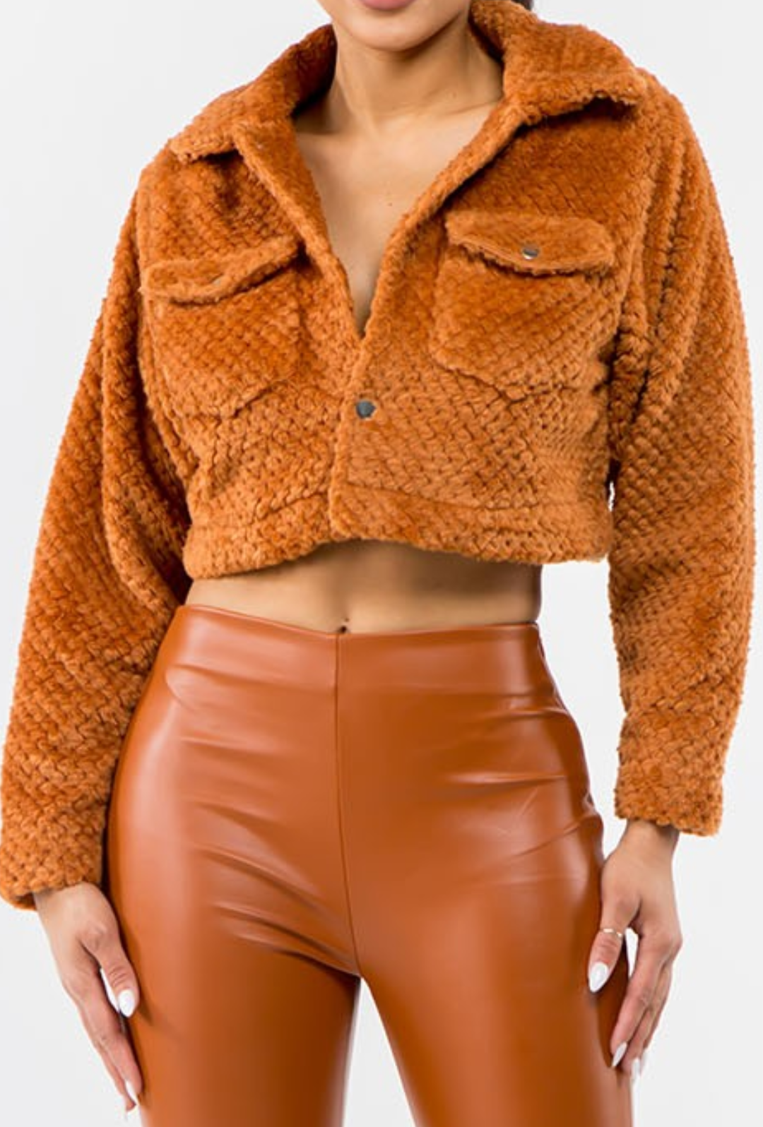 JACKET TEDDY BEAR STYLE CROPPED JACKET