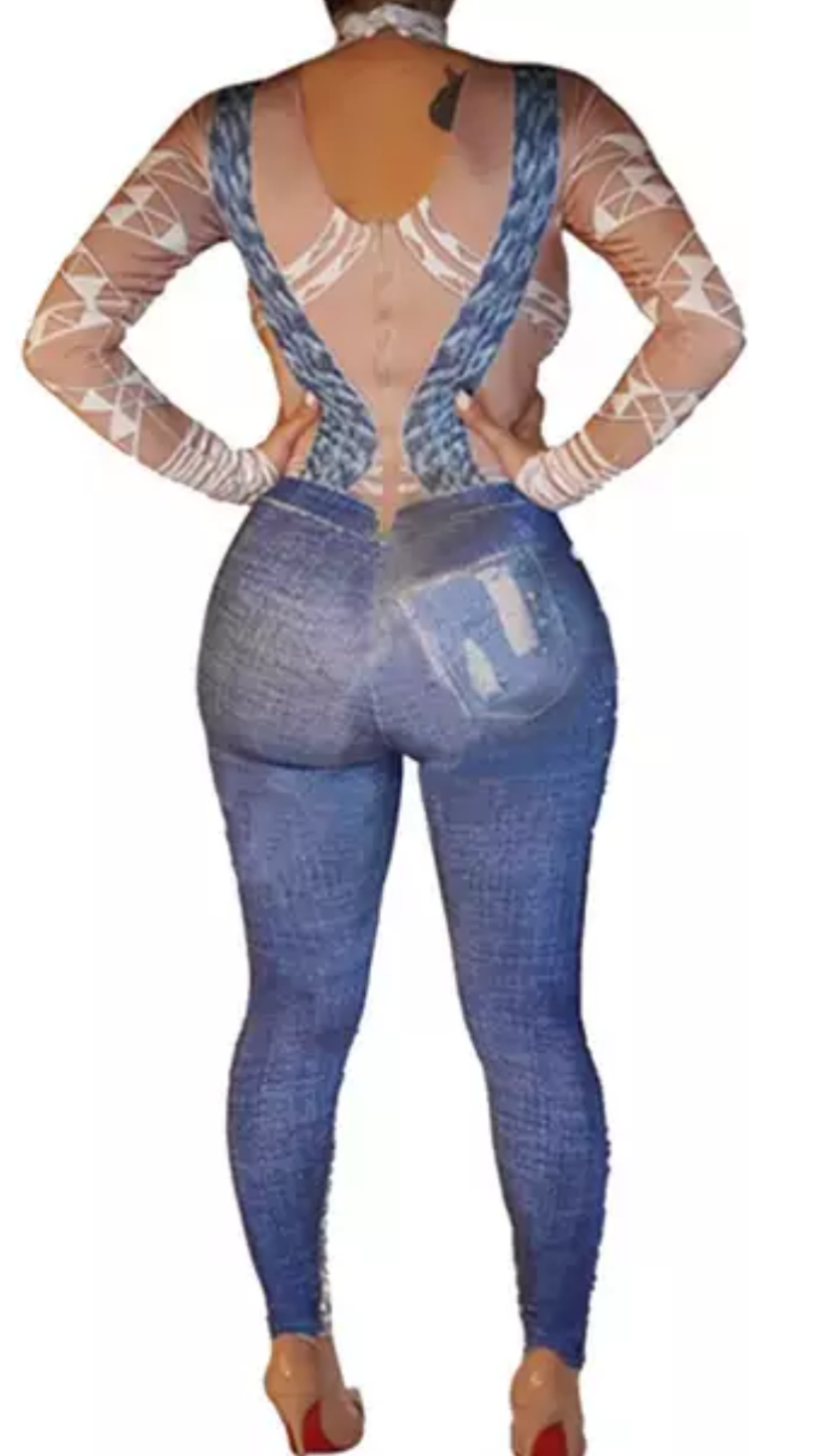 jumpsuit style fabric with spandex jean color