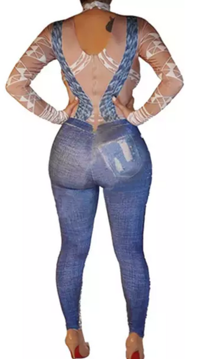 jumpsuit style fabric with spandex jean color