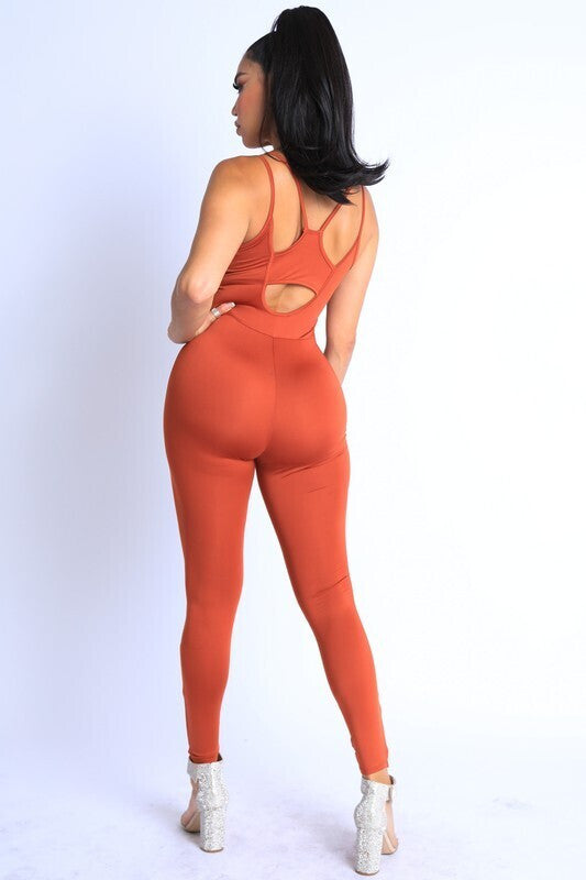 Spaghetti Strap Back Cut Out Jumpsuit 3 Colour