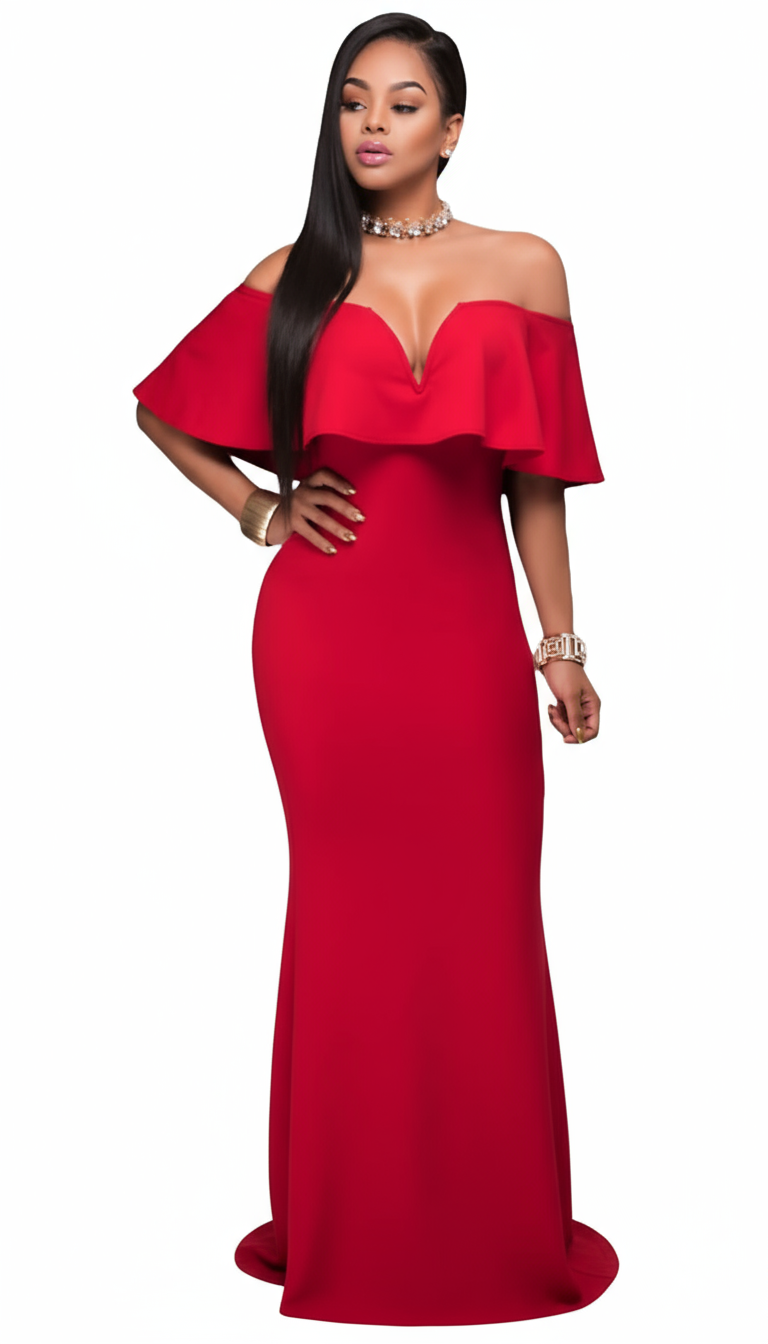dress solid red beauty combined with elegance