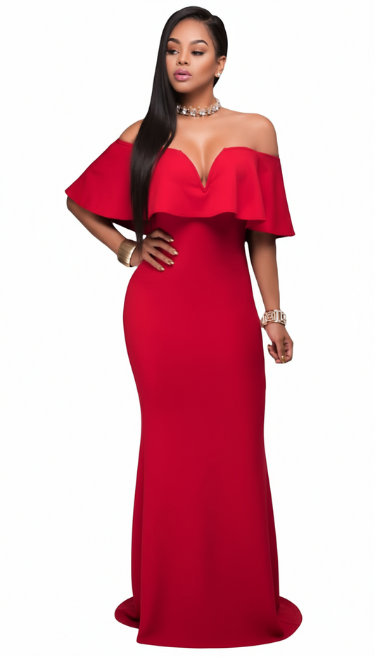 dress solid red beauty combined with elegance