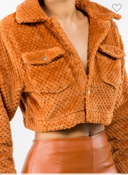 JACKET TEDDY BEAR STYLE CROPPED JACKET