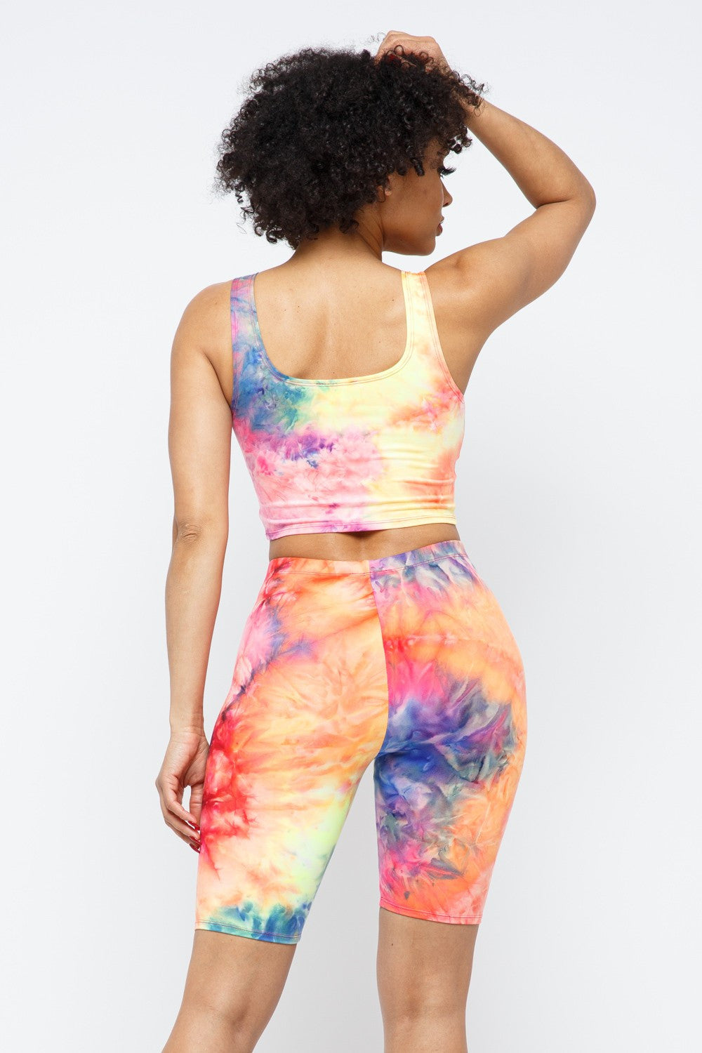 CROP TOP TIE DYE WE BIKER SHORT SET
