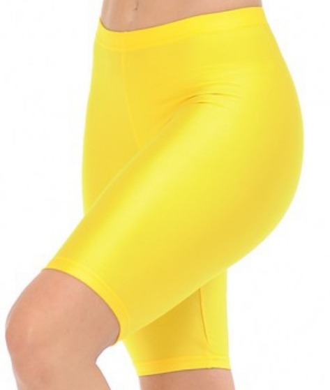 Bright yellow biker shorts